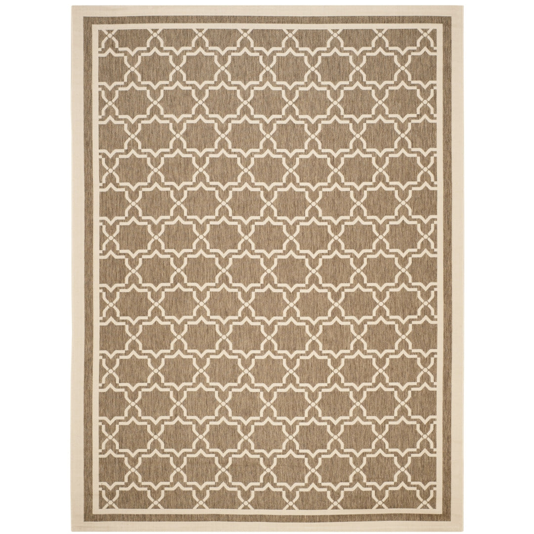 SAFAVIEH Indoor Outdoor CY6916-242 Courtyard Brown / Bone Rug Image 9