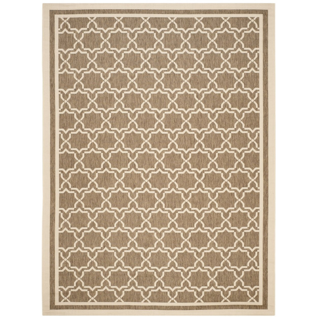 SAFAVIEH Indoor Outdoor CY6916-242 Courtyard Brown / Bone Rug Image 1