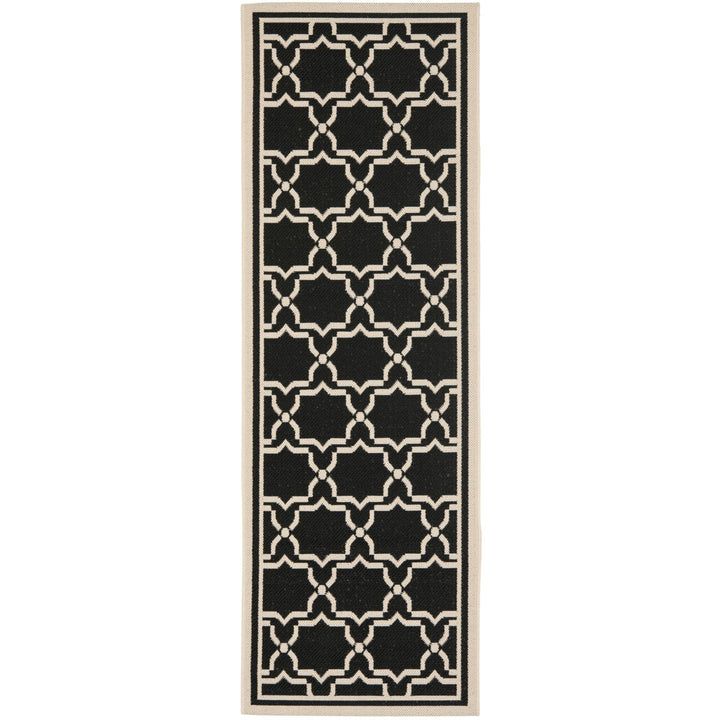 SAFAVIEH Indoor Outdoor CY6916-226 Courtyard Black / Beige Rug Image 1