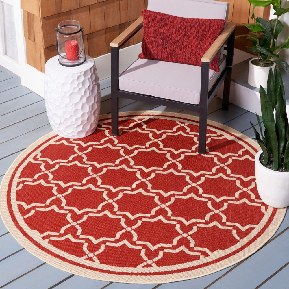 SAFAVIEH Outdoor CY6916-248 Courtyard Collection Red / Bone Rug Image 2
