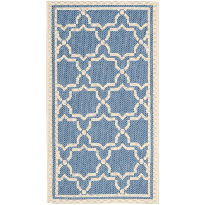 SAFAVIEH Indoor Outdoor CY6916-243 Courtyard Blue / Beige Rug Image 1