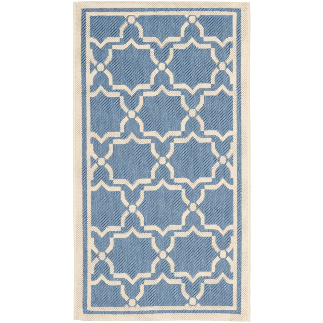 SAFAVIEH Indoor Outdoor CY6916-243 Courtyard Blue / Beige Rug Image 1