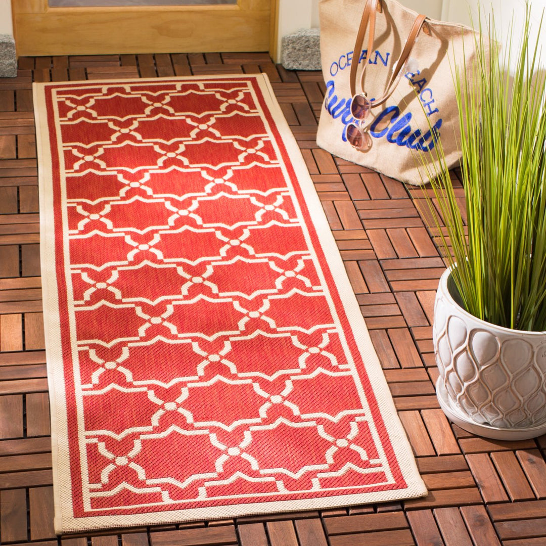 SAFAVIEH Outdoor CY6916-248 Courtyard Collection Red / Bone Rug Image 3