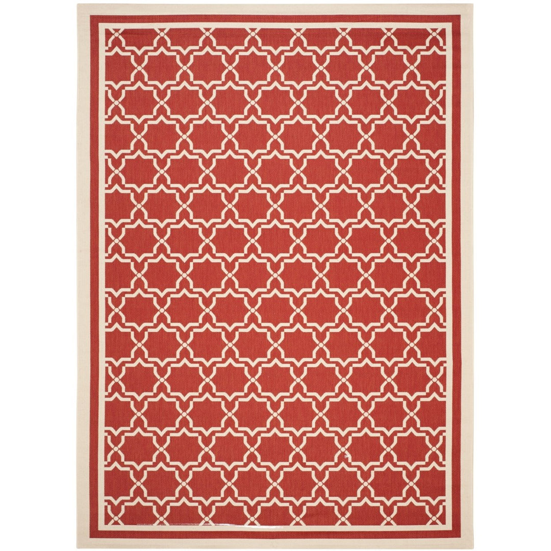 SAFAVIEH Outdoor CY6916-248 Courtyard Collection Red / Bone Rug Image 1