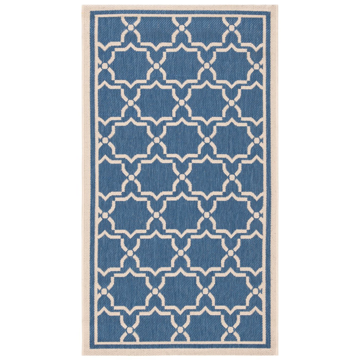 SAFAVIEH Indoor Outdoor CY6916-243 Courtyard Blue / Beige Rug Image 1