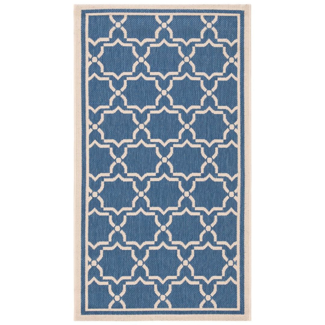 SAFAVIEH Indoor Outdoor CY6916-243 Courtyard Blue / Beige Rug Image 1