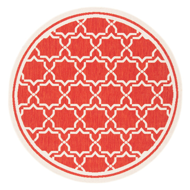 SAFAVIEH Outdoor CY6916-248 Courtyard Collection Red / Bone Rug Image 1