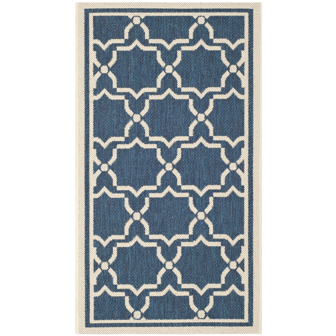 SAFAVIEH Indoor Outdoor CY6916-268 Courtyard Navy / Beige Rug Image 2