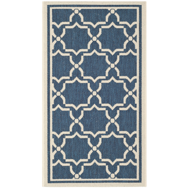 SAFAVIEH Indoor Outdoor CY6916-268 Courtyard Navy / Beige Rug Image 2