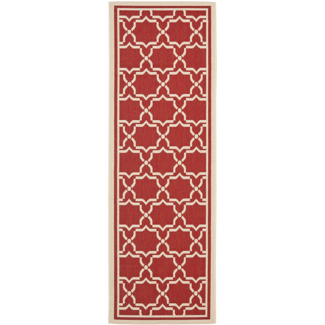 SAFAVIEH Outdoor CY6916-248 Courtyard Collection Red / Bone Rug Image 6
