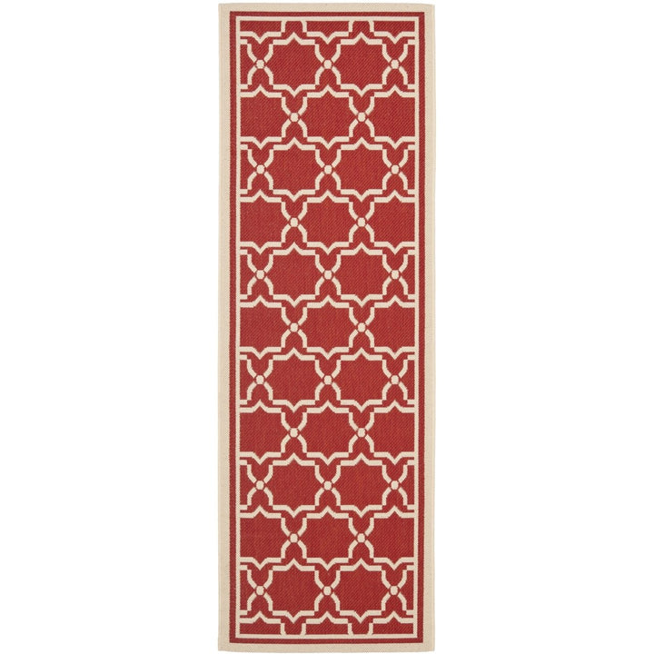 SAFAVIEH Outdoor CY6916-248 Courtyard Collection Red / Bone Rug Image 1