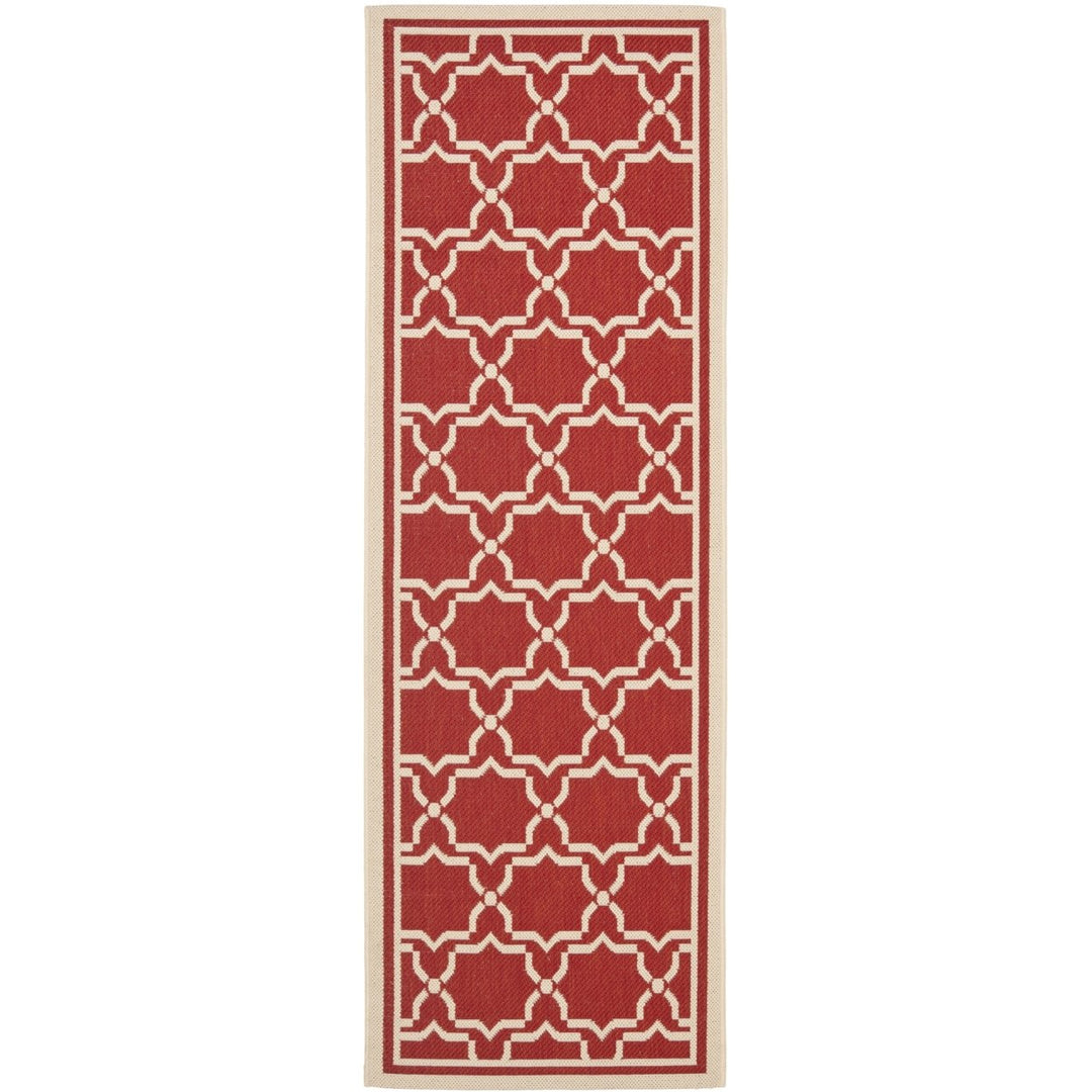 SAFAVIEH Outdoor CY6916-248 Courtyard Collection Red / Bone Rug Image 1