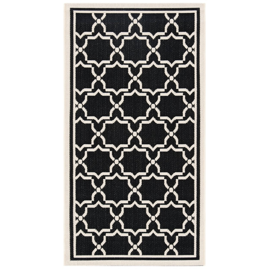 SAFAVIEH Indoor Outdoor CY6916-226 Courtyard Black / Beige Rug Image 1