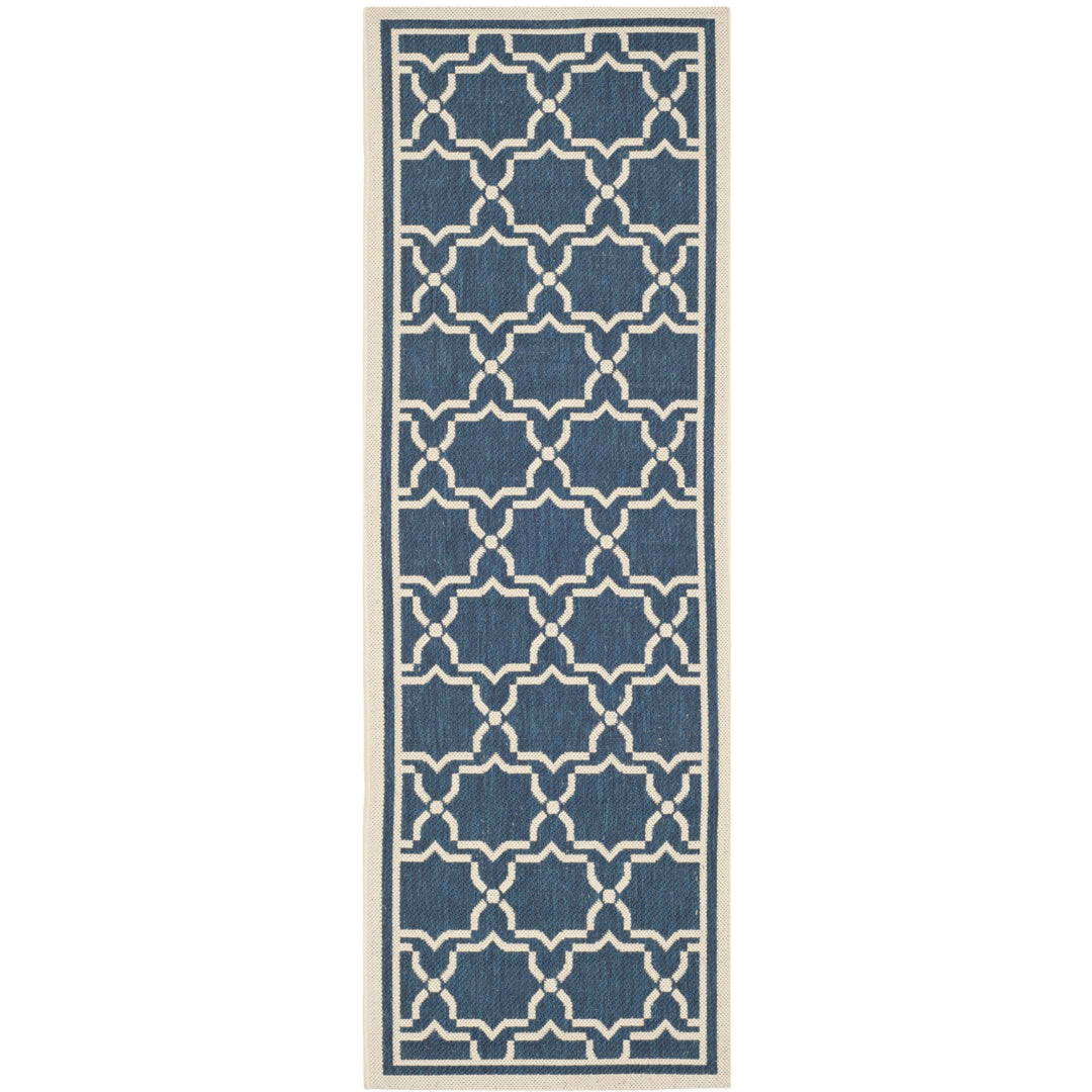 SAFAVIEH Indoor Outdoor CY6916-268 Courtyard Navy / Beige Rug Image 3