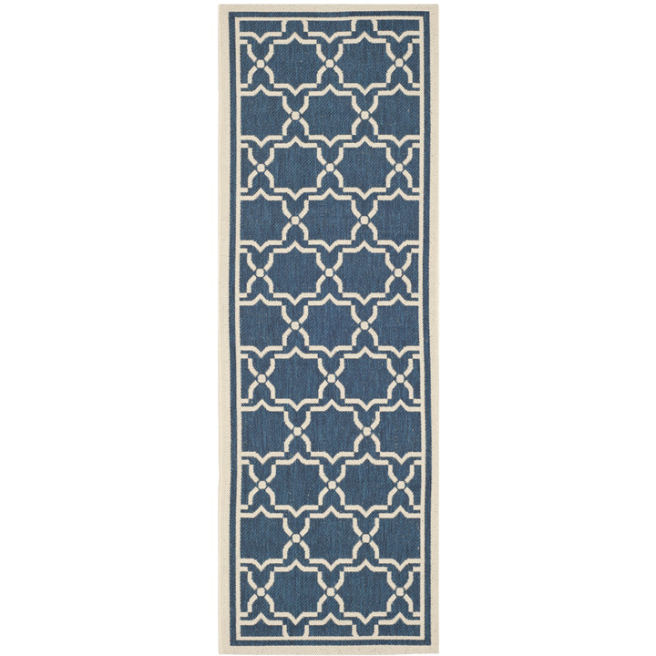 SAFAVIEH Indoor Outdoor CY6916-268 Courtyard Navy / Beige Rug Image 3