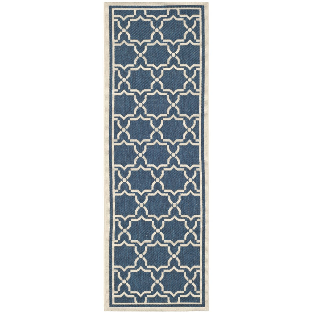 SAFAVIEH Indoor Outdoor CY6916-268 Courtyard Navy / Beige Rug Image 1