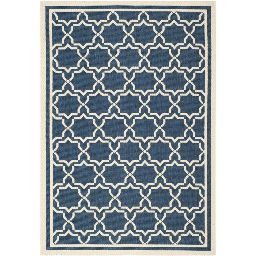 SAFAVIEH Indoor Outdoor CY6916-268 Courtyard Navy / Beige Rug Image 5