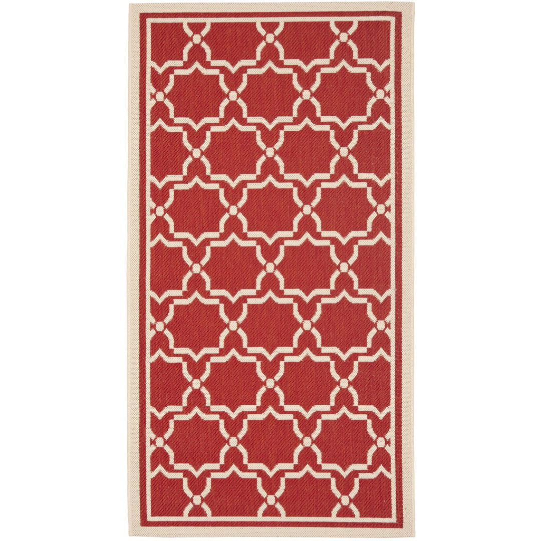SAFAVIEH Outdoor CY6916-248 Courtyard Collection Red / Bone Rug Image 1
