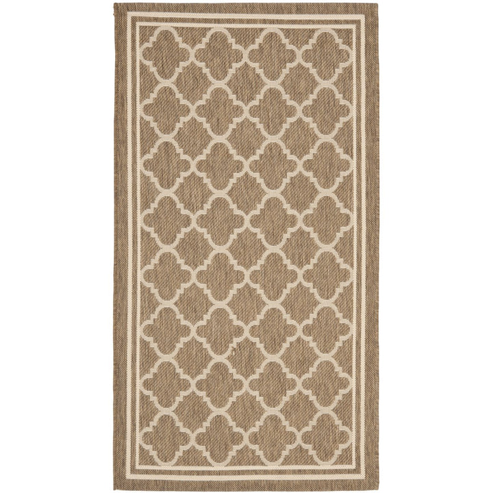 SAFAVIEH Indoor Outdoor CY6918-242 Courtyard Brown / Bone Rug Image 1