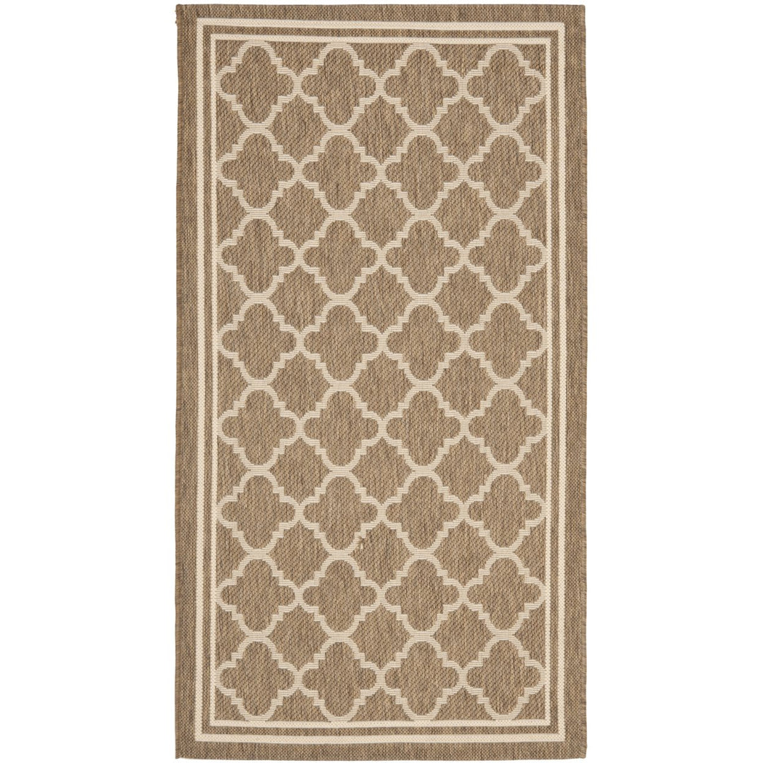 SAFAVIEH Indoor Outdoor CY6918-242 Courtyard Brown / Bone Rug Image 1