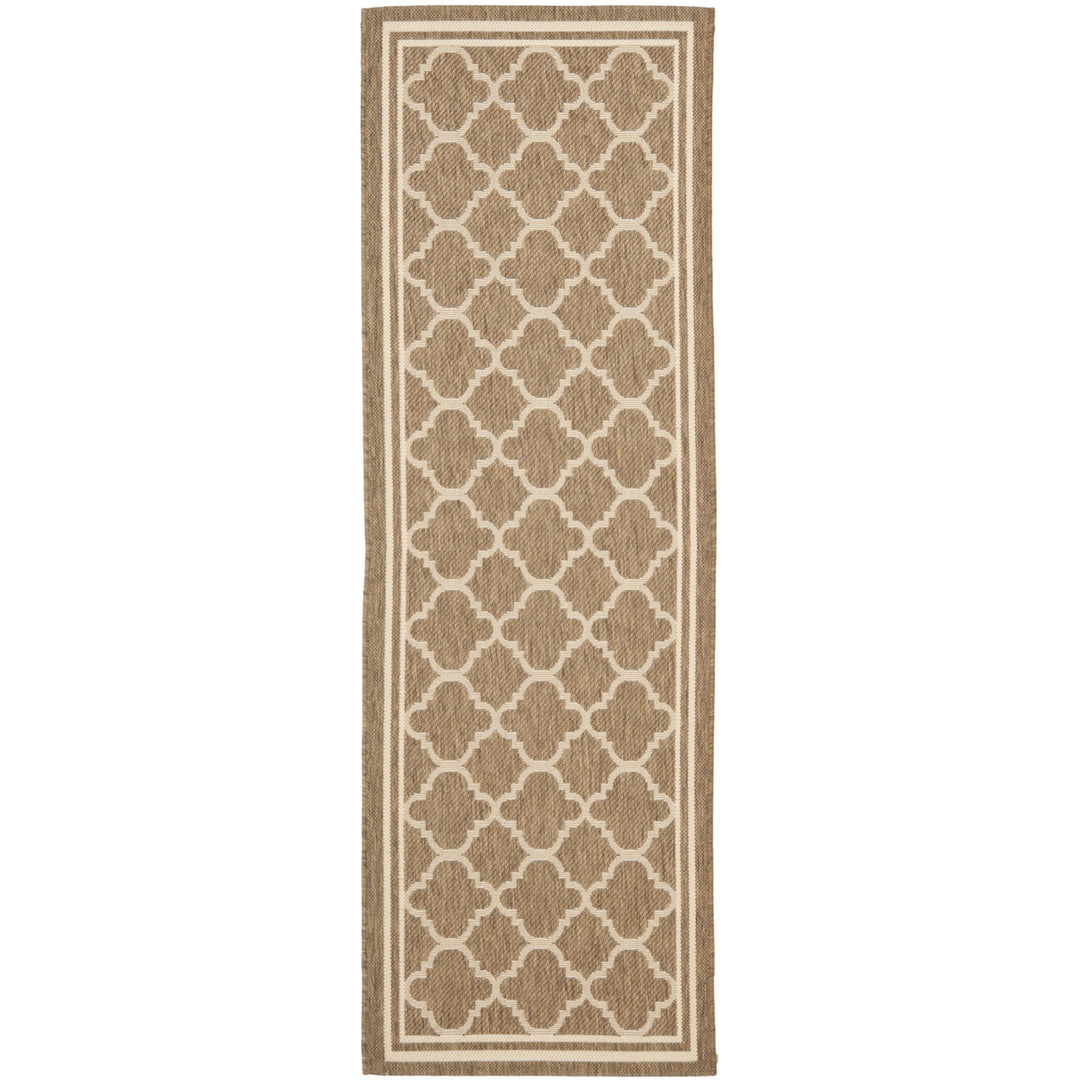 SAFAVIEH Indoor Outdoor CY6918-242 Courtyard Brown / Bone Rug Image 3