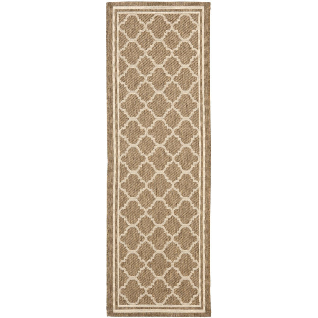 SAFAVIEH Indoor Outdoor CY6918-242 Courtyard Brown / Bone Rug Image 1