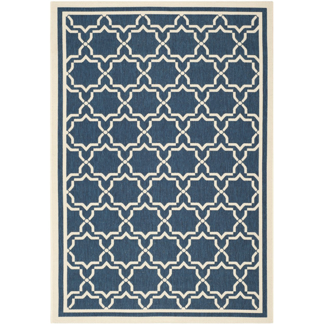 SAFAVIEH Indoor Outdoor CY6916-268 Courtyard Navy / Beige Rug Image 1