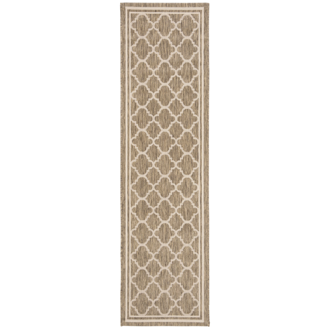 SAFAVIEH Indoor Outdoor CY6918-242 Courtyard Brown / Bone Rug Image 4