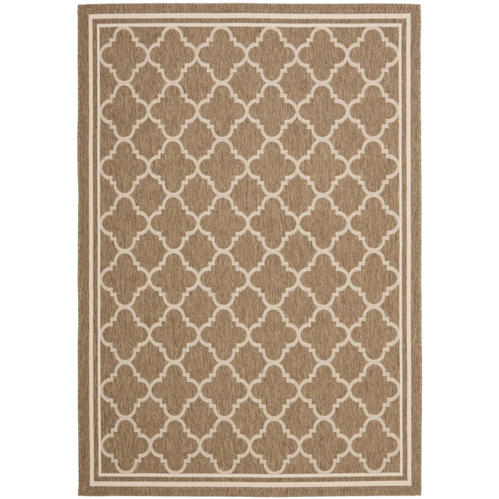 SAFAVIEH Indoor Outdoor CY6918-242 Courtyard Brown / Bone Rug Image 5