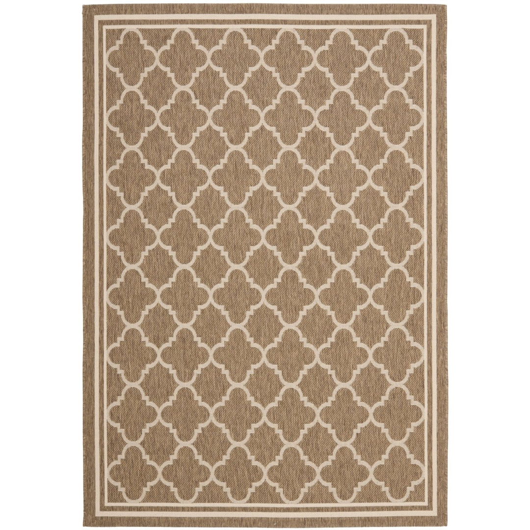 SAFAVIEH Indoor Outdoor CY6918-242 Courtyard Brown / Bone Rug Image 1