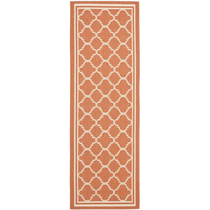 SAFAVIEH Outdoor CY6918-241 Courtyard Terracotta / Bone Rug Image 1