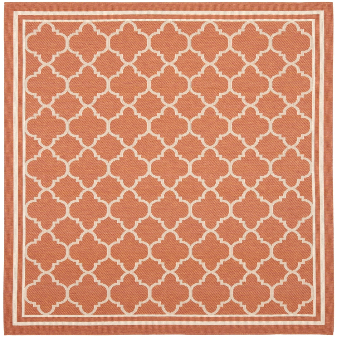 SAFAVIEH Outdoor CY6918-241 Courtyard Terracotta / Bone Rug Image 7