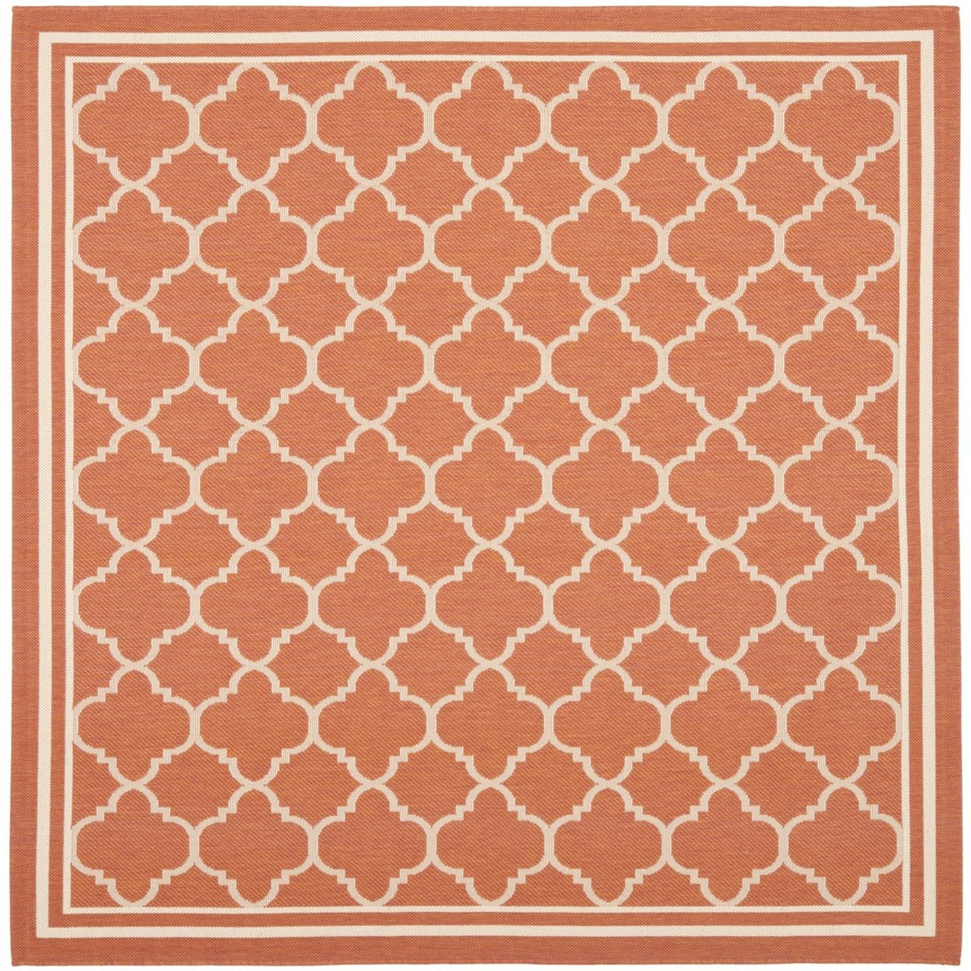 SAFAVIEH Outdoor CY6918-241 Courtyard Terracotta / Bone Rug Image 1