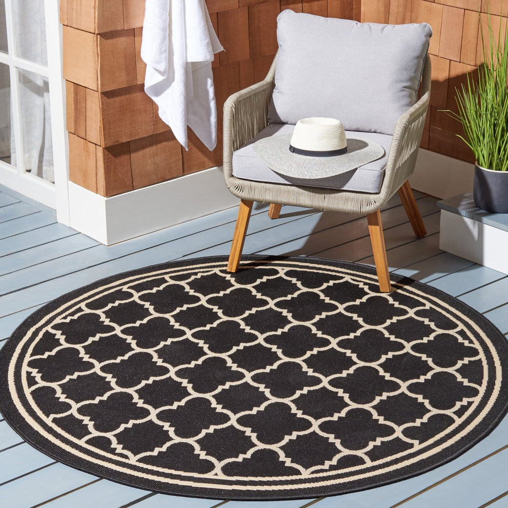 SAFAVIEH Indoor Outdoor CY6918-226 Courtyard Black / Beige Rug Image 2