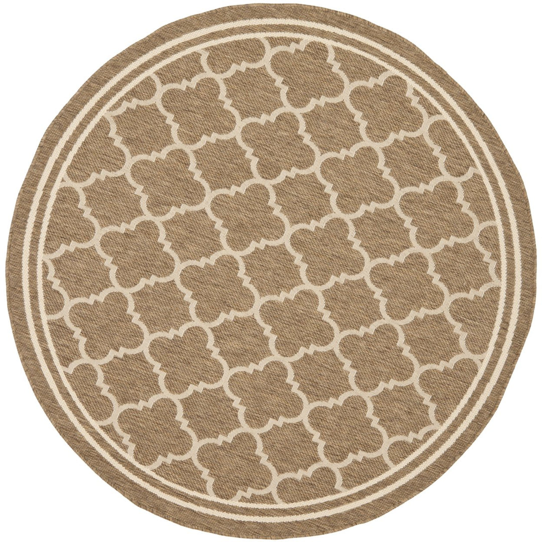 SAFAVIEH Indoor Outdoor CY6918-242 Courtyard Brown / Bone Rug Image 1