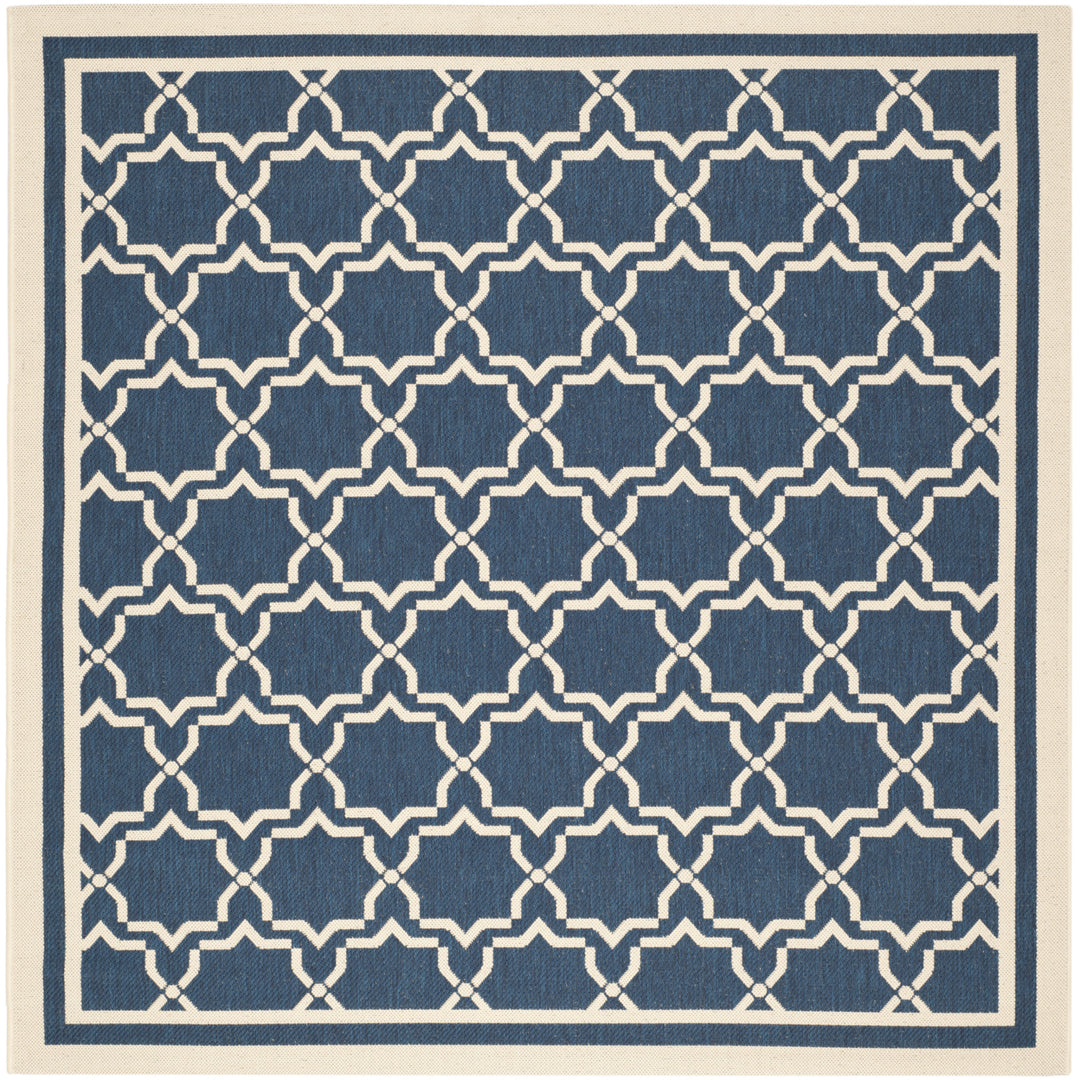 SAFAVIEH Indoor Outdoor CY6916-268 Courtyard Navy / Beige Rug Image 9