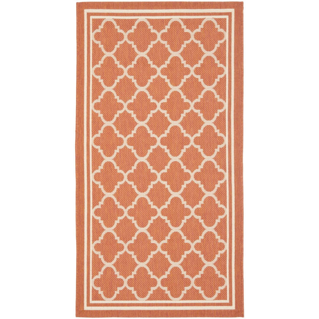 SAFAVIEH Outdoor CY6918-241 Courtyard Terracotta / Bone Rug Image 1