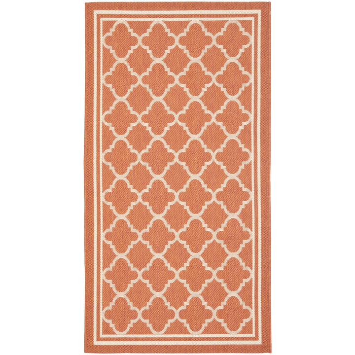 SAFAVIEH Outdoor CY6918-241 Courtyard Terracotta / Bone Rug Image 1