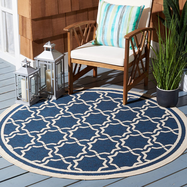 SAFAVIEH Indoor Outdoor CY6916-268 Courtyard Navy / Beige Rug Image 11