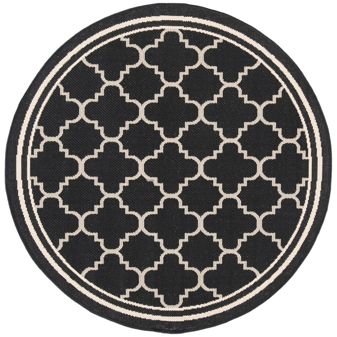 SAFAVIEH Indoor Outdoor CY6918-226 Courtyard Black / Beige Rug Image 5