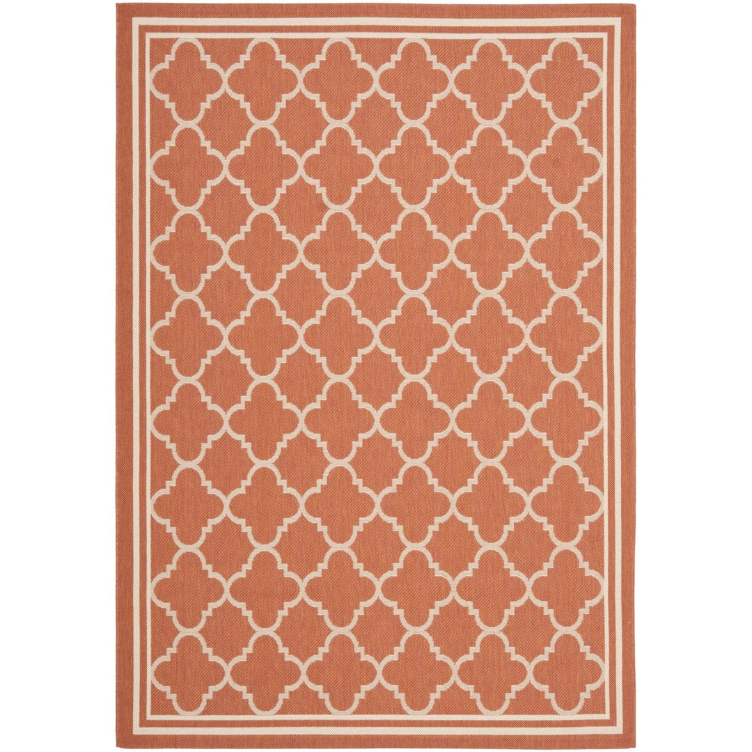 SAFAVIEH Outdoor CY6918-241 Courtyard Terracotta / Bone Rug Image 1