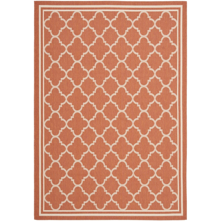 SAFAVIEH Outdoor CY6918-241 Courtyard Terracotta / Bone Rug Image 1