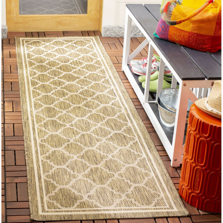 SAFAVIEH Indoor Outdoor CY6918-242 Courtyard Brown / Bone Rug Image 11