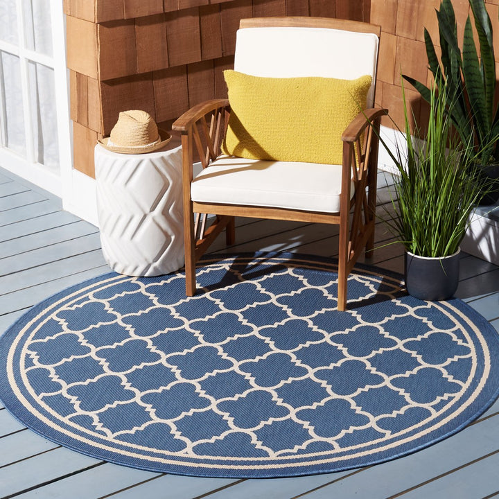 SAFAVIEH Indoor Outdoor CY6918-243 Courtyard Blue / Beige Rug Image 2