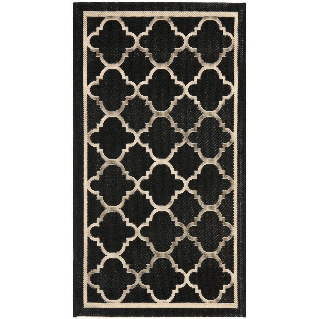 SAFAVIEH Indoor Outdoor CY6918-226 Courtyard Black / Beige Rug Image 1