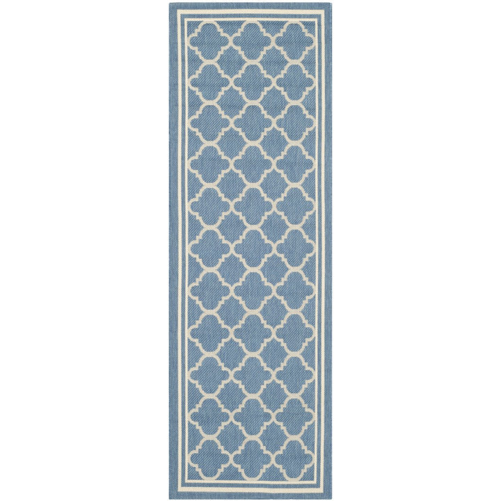 SAFAVIEH Indoor Outdoor CY6918-243 Courtyard Blue / Beige Rug Image 1