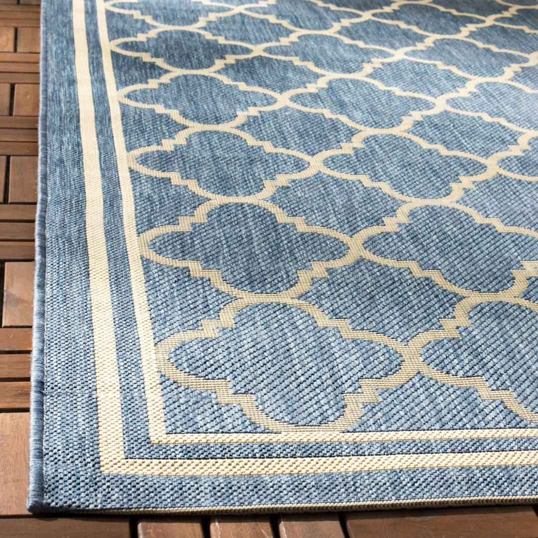 SAFAVIEH Indoor Outdoor CY6918-243 Courtyard Blue / Beige Rug Image 8