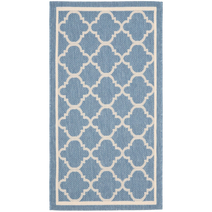 SAFAVIEH Indoor Outdoor CY6918-243 Courtyard Blue / Beige Rug Image 9