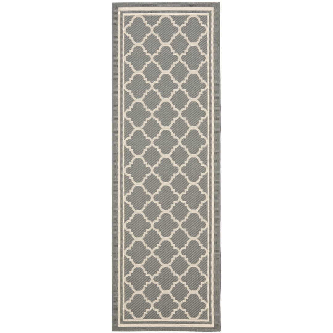 SAFAVIEH Outdoor CY6918-246 Courtyard Anthracite / Beige Rug Image 1