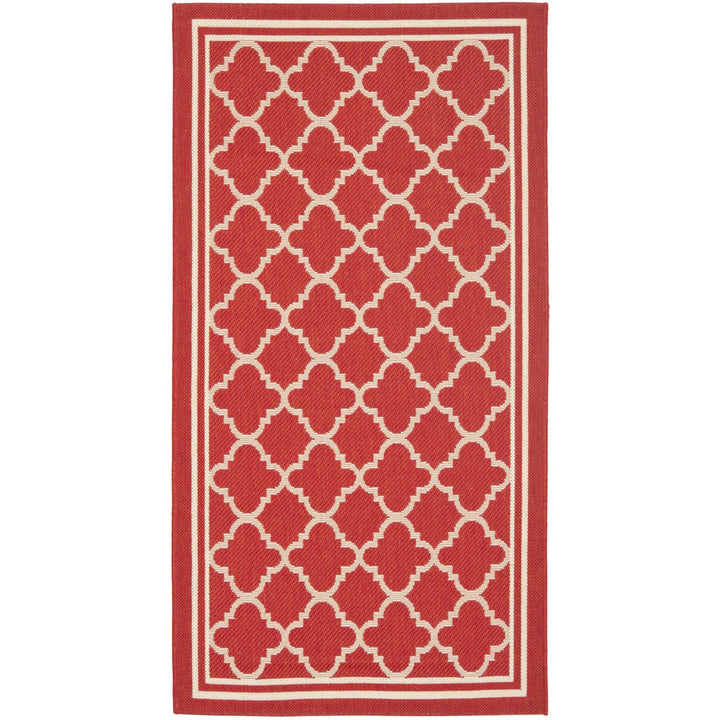 SAFAVIEH Outdoor CY6918-248 Courtyard Collection Red / Bone Rug Image 1